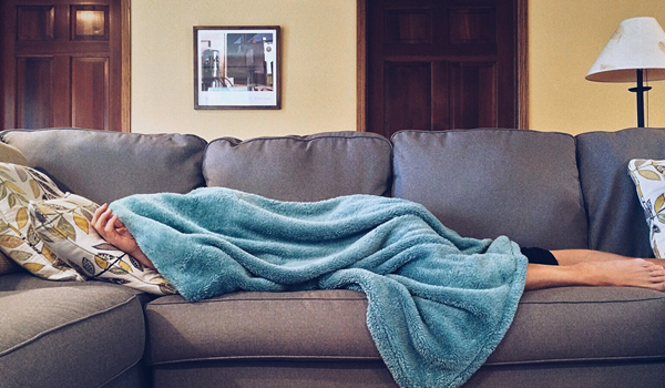 a person sitting in a living room